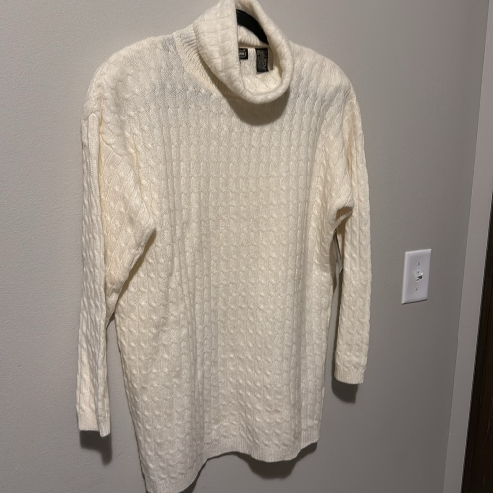 Vintage 80s cable knit sweater NWT by Jeanne Pierre, cream. Large. 60% lambswool - Picture 5 of 10